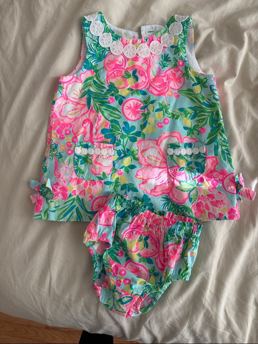 Lilly Pulitzer Blue, Pink & Green Floral Dress Set